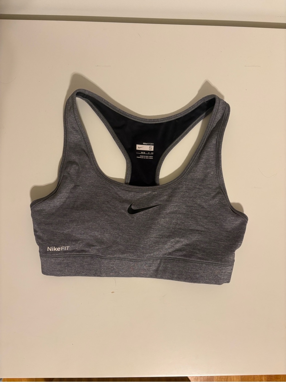 Nike Gray Heather NikeFIT Racerback Sports Bra